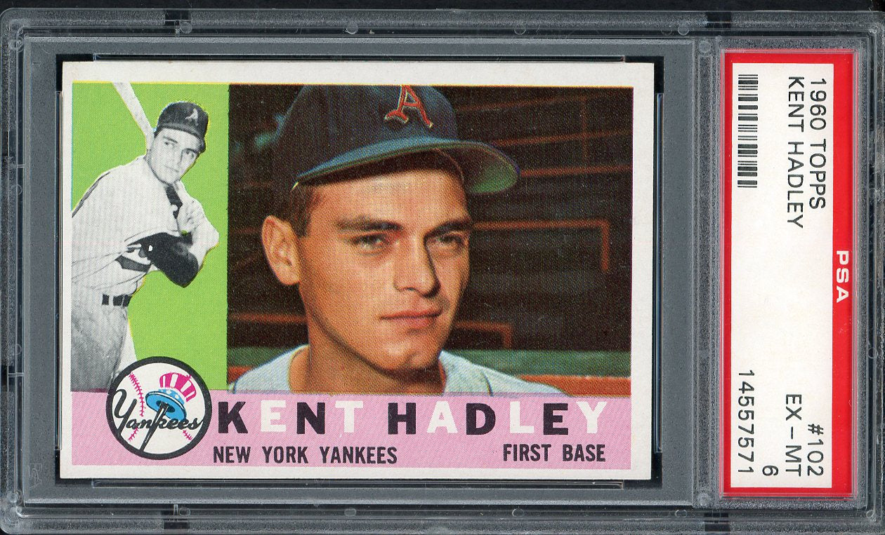 1960 Topps Baseball #102 Kent Hadley Yankees PSA 6 EX-MT 563232