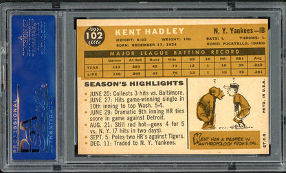 1960 Topps Baseball #102 Kent Hadley Yankees PSA 6 EX-MT 563232