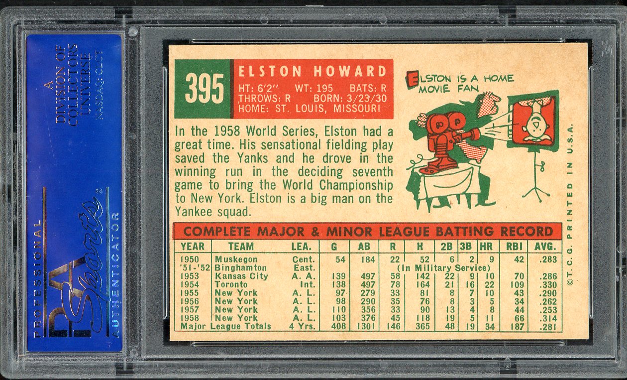 1959 Topps Baseball #395 Elston Howard Yankees PSA 6 EX-MT 563236