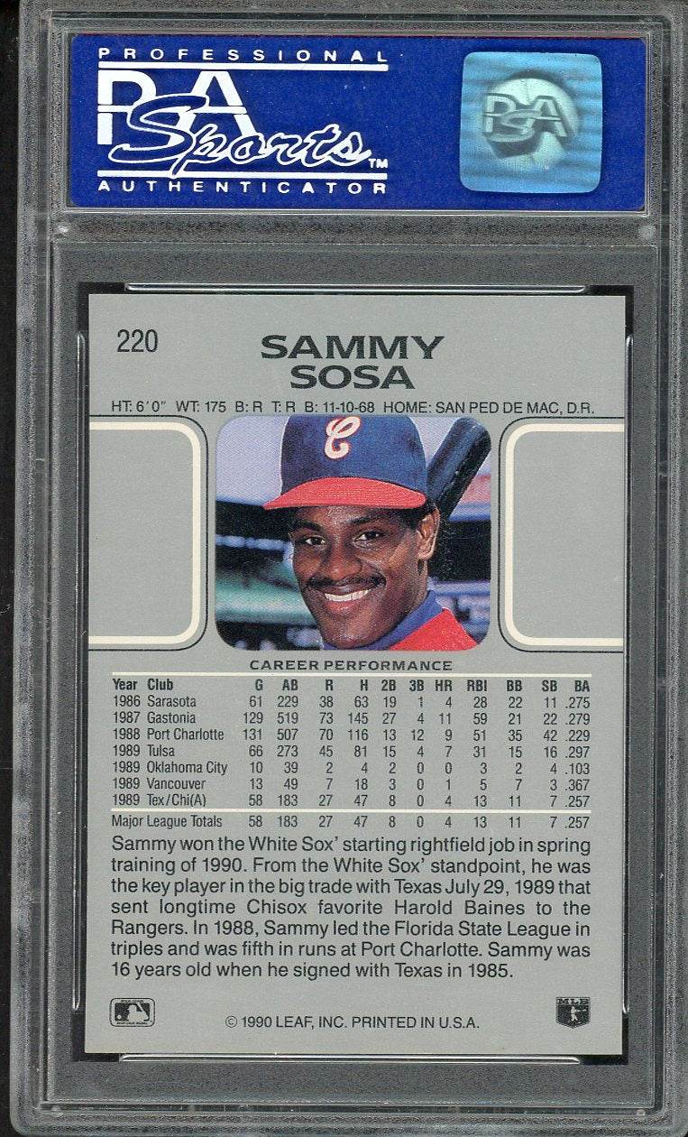 1990 Leaf #220 Sammy Sosa White Sox PSA 9 MINT 563243