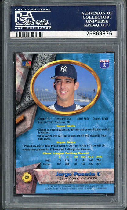 1994 Bowman Best # 29 Jorge Posada Yankees PSA 10 GEM MINT Blue 563248