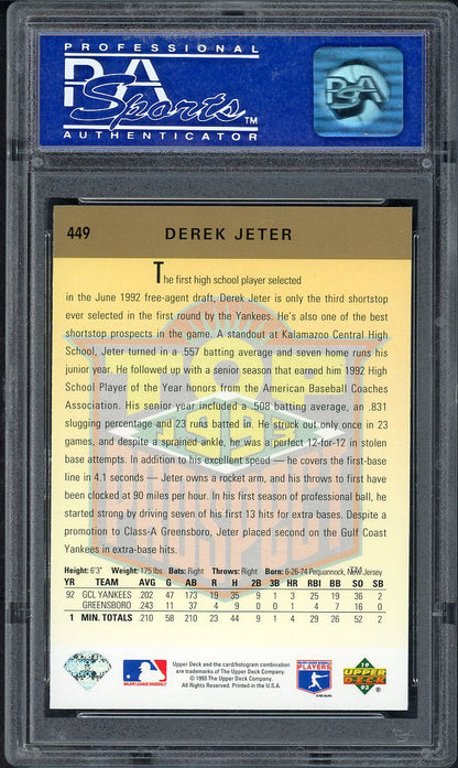 1993 Upper Deck #449 Derek Jeter Yankees PSA 8 NM/MT 563249