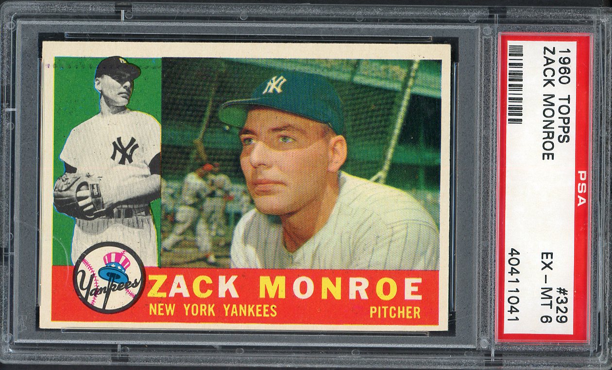 1960 Topps Baseball #329 Zack Monroe Yankees PSA 6 EX-MT 563252