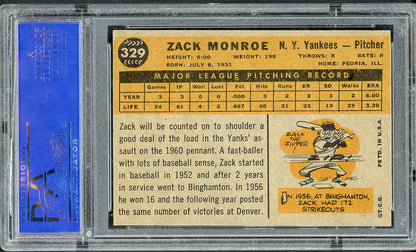 1960 Topps Baseball #329 Zack Monroe Yankees PSA 6 EX-MT 563252