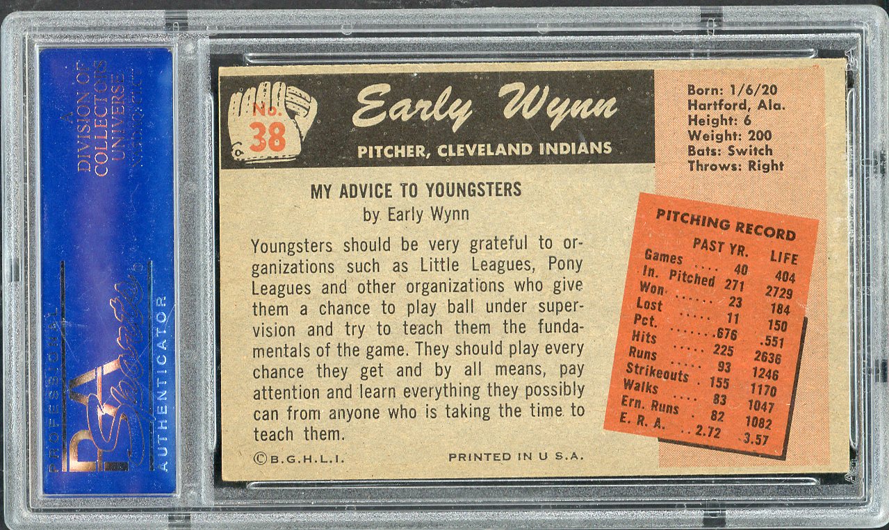 1955 Bowman Baseball # 38 Early Wynn Indians PSA 6 EX-MT 563253