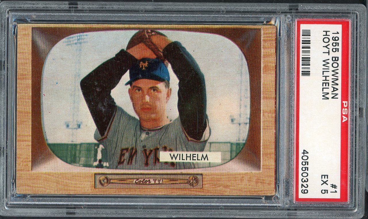1955 Bowman Baseball #  1 Hoyt Wilhelm Giants PSA 5 EX 563254