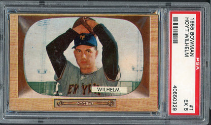 1955 Bowman Baseball #  1 Hoyt Wilhelm Giants PSA 5 EX 563254