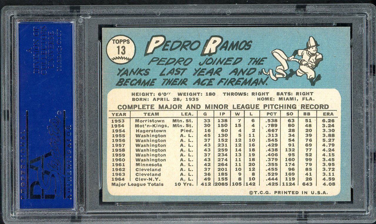 1965 Topps Baseball #013 Pedro Ramos Yankees PSA 8 NM/MT 563258