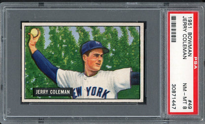 1951 Bowman Baseball #049 Jerry Coleman Yankees PSA 8 NM/MT 563260