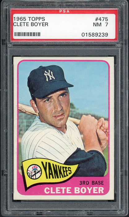 1965 Topps Baseball #475 Clete Boyer Yankees PSA 7 NM 563262