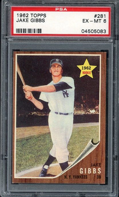 1962 Topps Baseball #281 Jake Gibbs Yankees PSA 6 EX-MT 563263