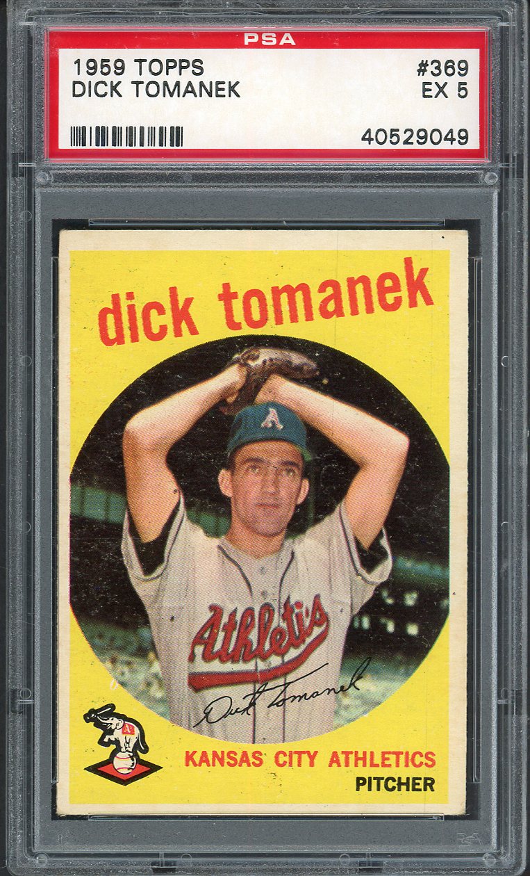 1959 Topps Baseball #369 Dick Tomanek A's PSA 5 EX 563264