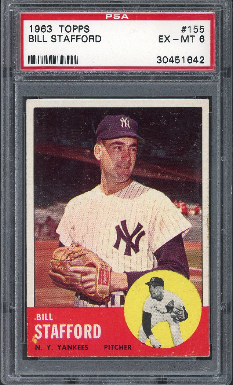 1963 Topps Baseball #155 Bill Stafford Yankees PSA 6 EX-MT 563267
