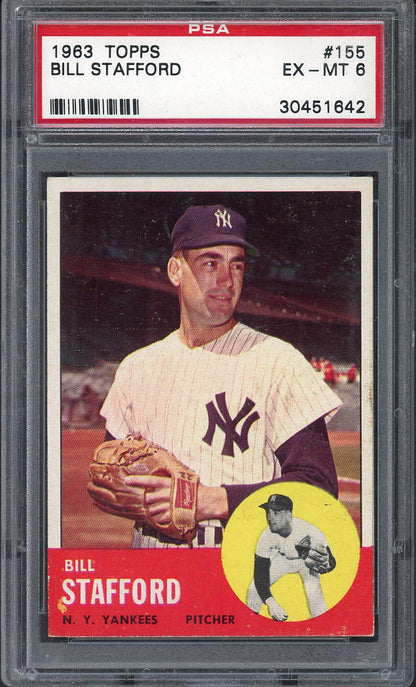 1963 Topps Baseball #155 Bill Stafford Yankees PSA 6 EX-MT 563267