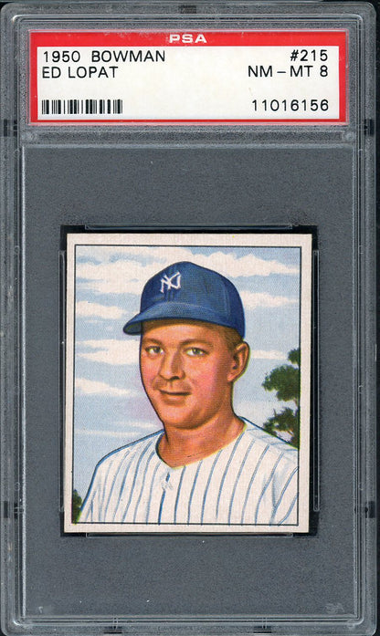 1950 Bowman Baseball #215 Eddie Lopat Yankees PSA 8 NM/MT 563269
