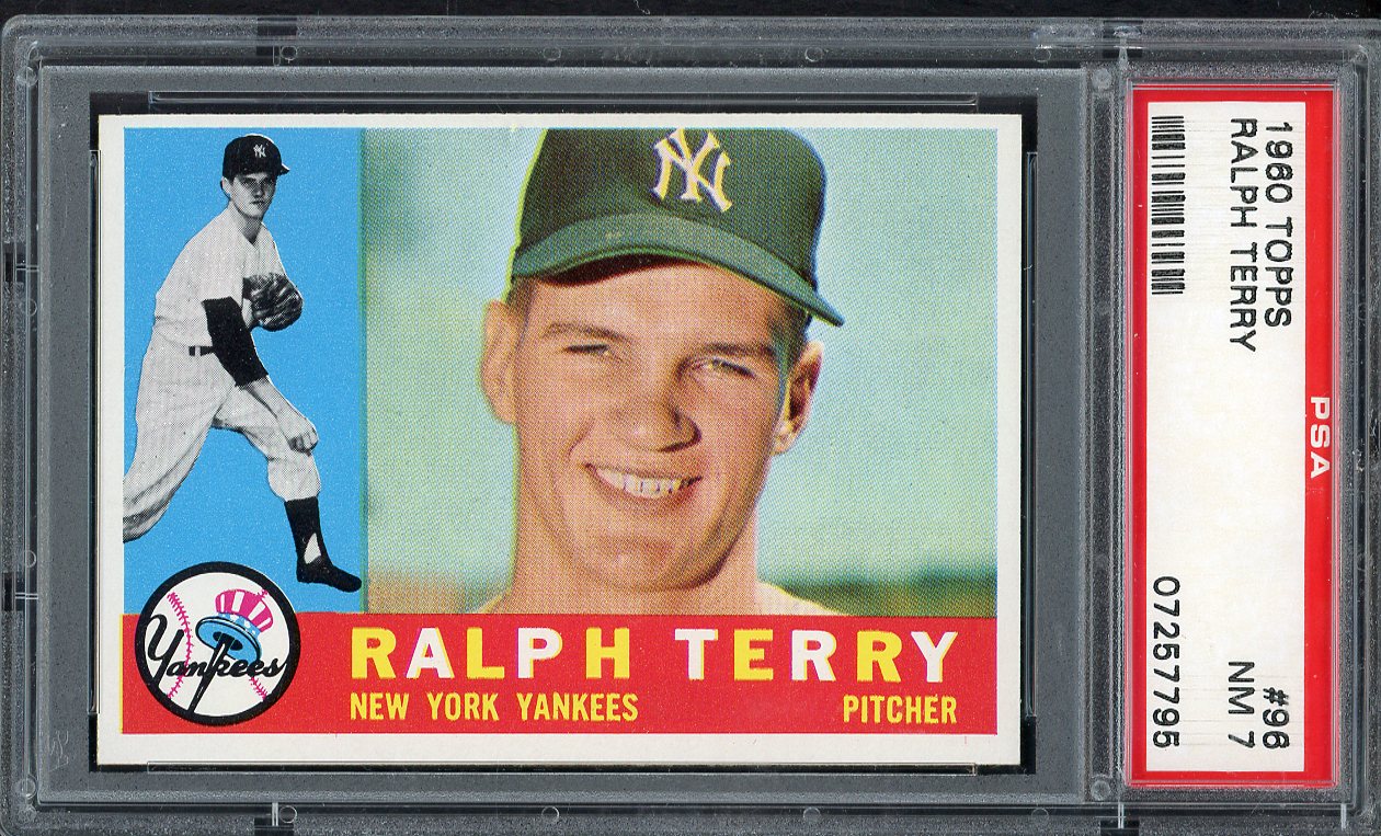 1960 Topps Baseball #096 Ralph Terry Yankees PSA 7 NM 563271
