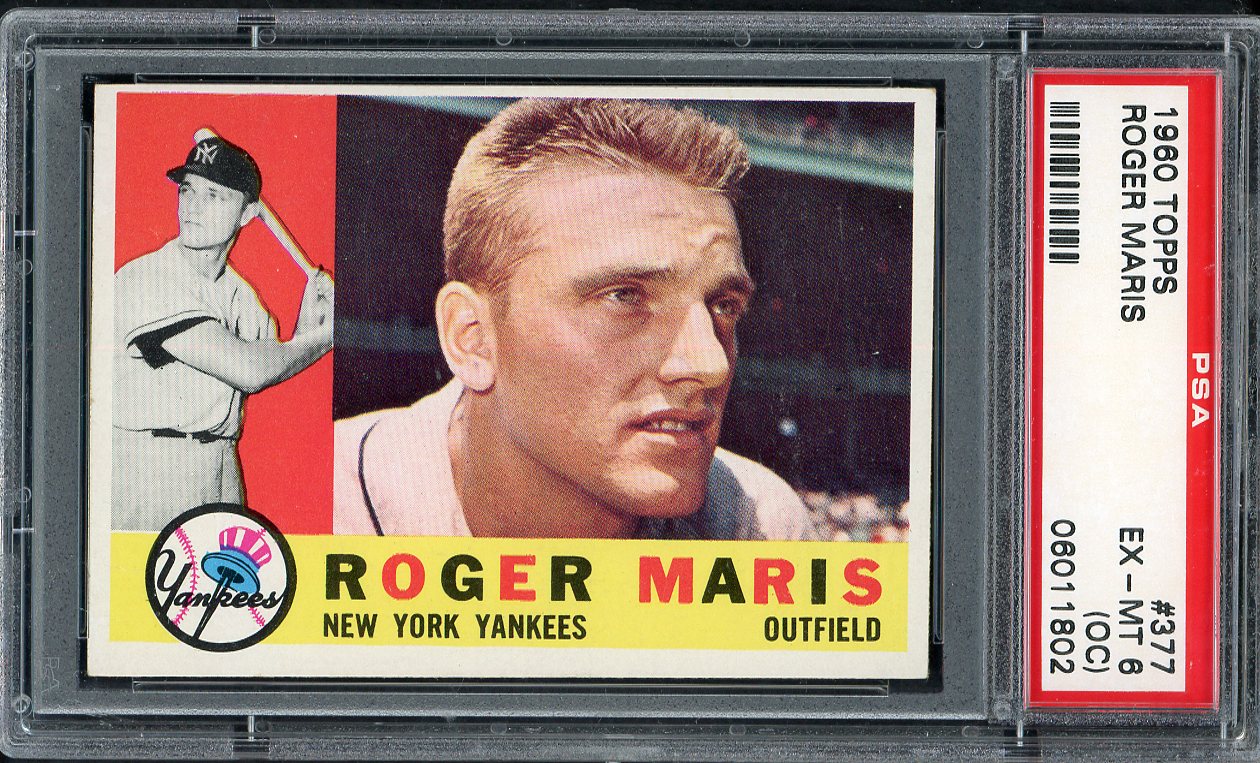 1960 Topps Baseball #377 Roger Maris Yankees PSA 6 EX-MT oc 563276