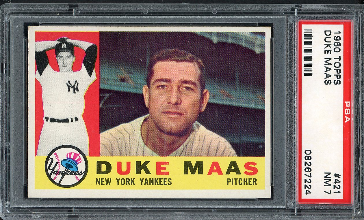 1960 Topps Baseball #421 Duke Maas Yankees PSA 7 NM 563280
