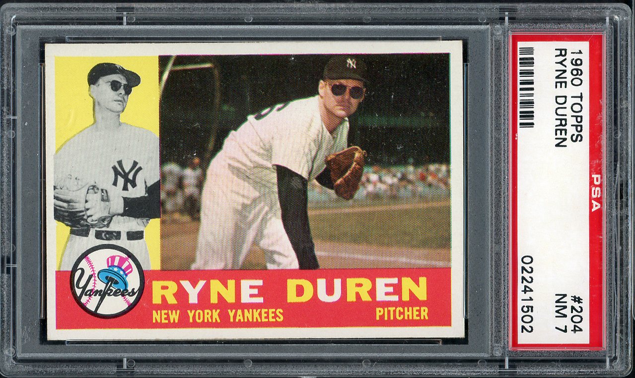 1960 Topps Baseball #204 Ryne Duren Yankees PSA 7 NM 563281