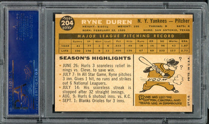 1960 Topps Baseball #204 Ryne Duren Yankees PSA 7 NM 563281