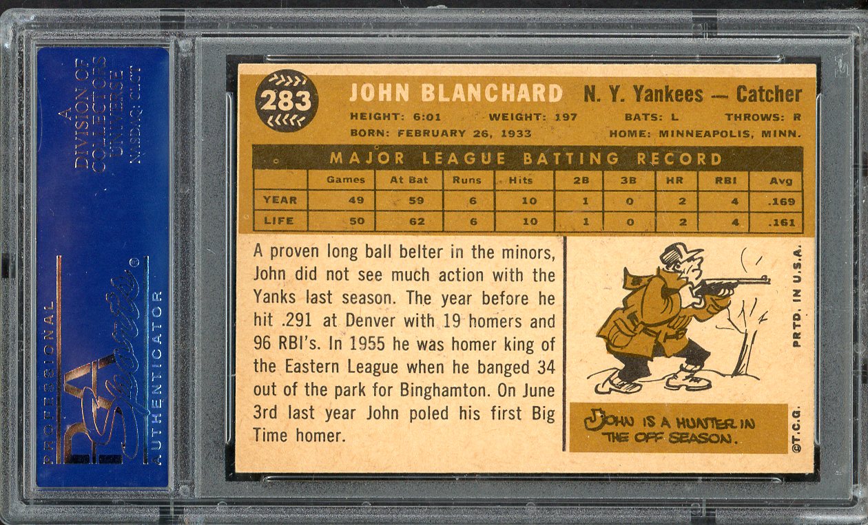 1960 Topps Baseball #283 John Blanchard Yankees PSA 6 EX-MT 563283