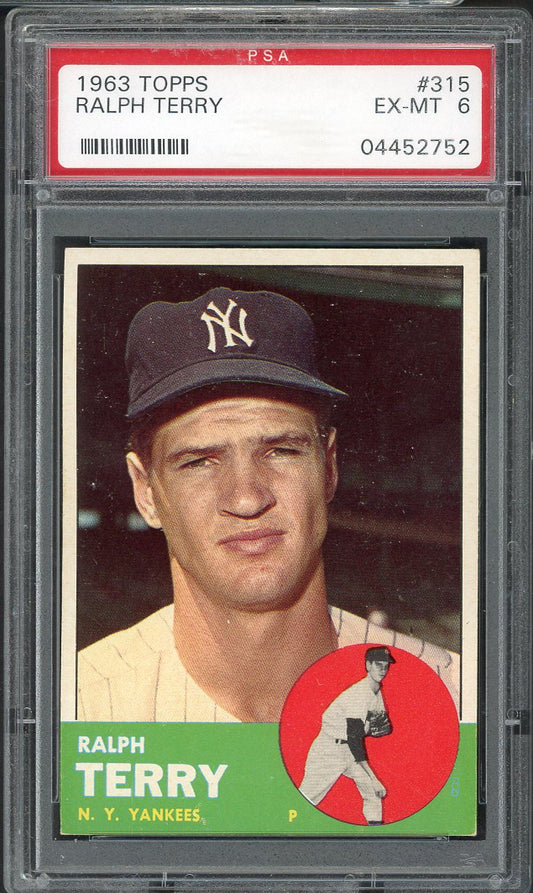 1963 Topps Baseball #315 Ralph Terry Yankees PSA 6 EX-MT 563285