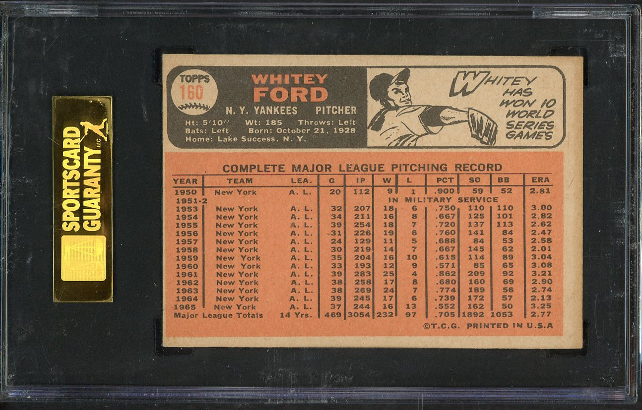 1966 Topps Baseball #160 Whitey Ford Yankees SGC 5.5 EX+ 563287