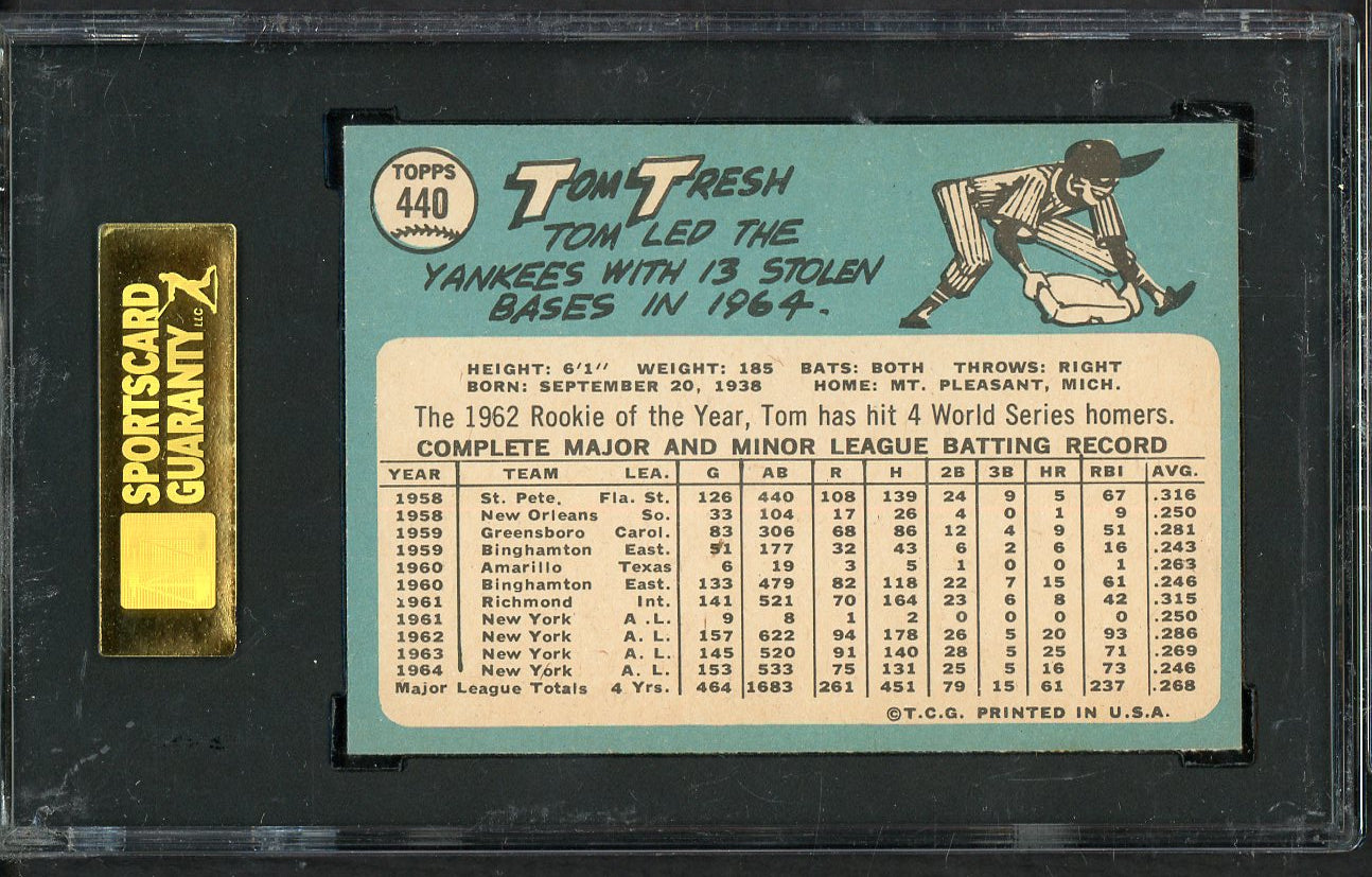 1965 Topps Baseball #440 Tom Tresh Yankees SGC 7 NM 563288