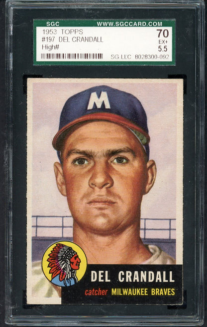 1953 Topps Baseball #197 Del Crandall Braves SGC 5.5 EX+ 563289