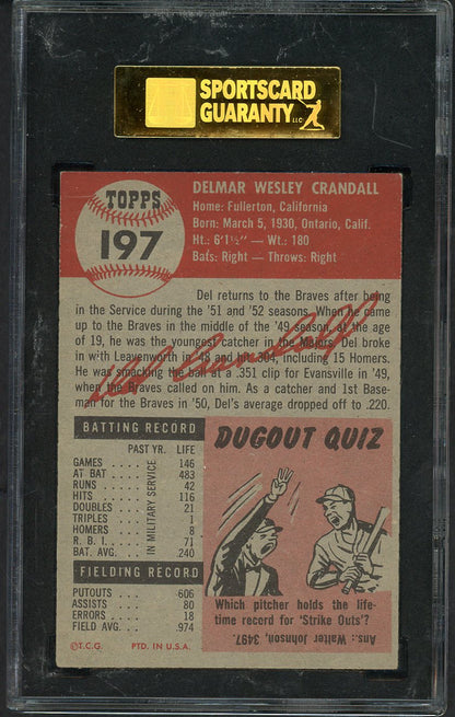 1953 Topps Baseball #197 Del Crandall Braves SGC 5.5 EX+ 563289