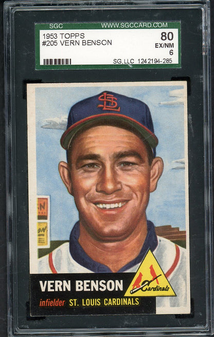 1953 Topps Baseball #205 Vern Benson Cardinals SGC 6 EX-MT 563290