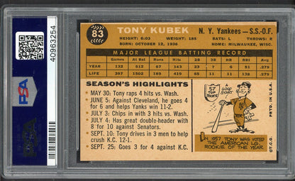 1960 Topps Baseball #083 Tony Kubek Yankees PSA 8 NM/MT 563293