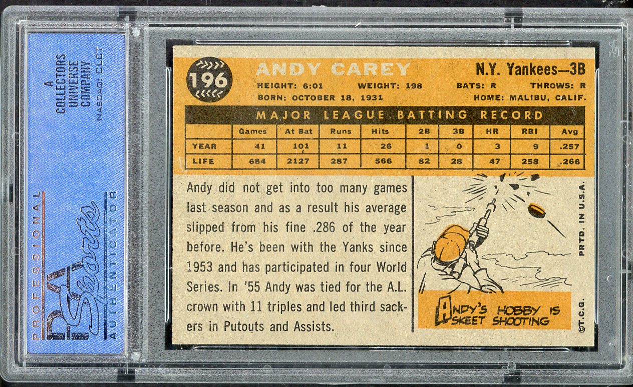 1960 Topps Baseball #196 Andy Carey Yankees PSA 7 NM 563296