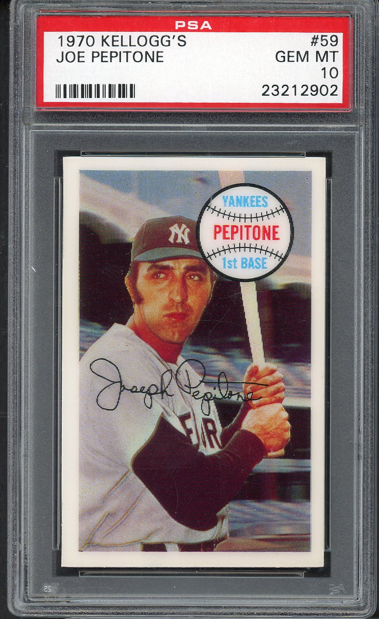 1970 Kelloggs Baseball #059 Joe Pepitone Yankees PSA 10 GEM MINT 563300