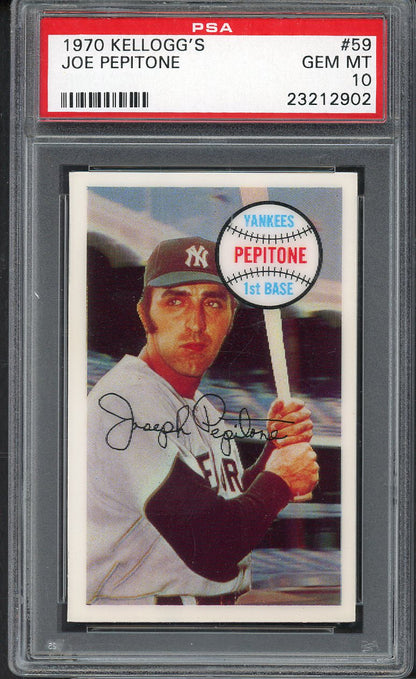 1970 Kelloggs Baseball #059 Joe Pepitone Yankees PSA 10 GEM MINT 563300