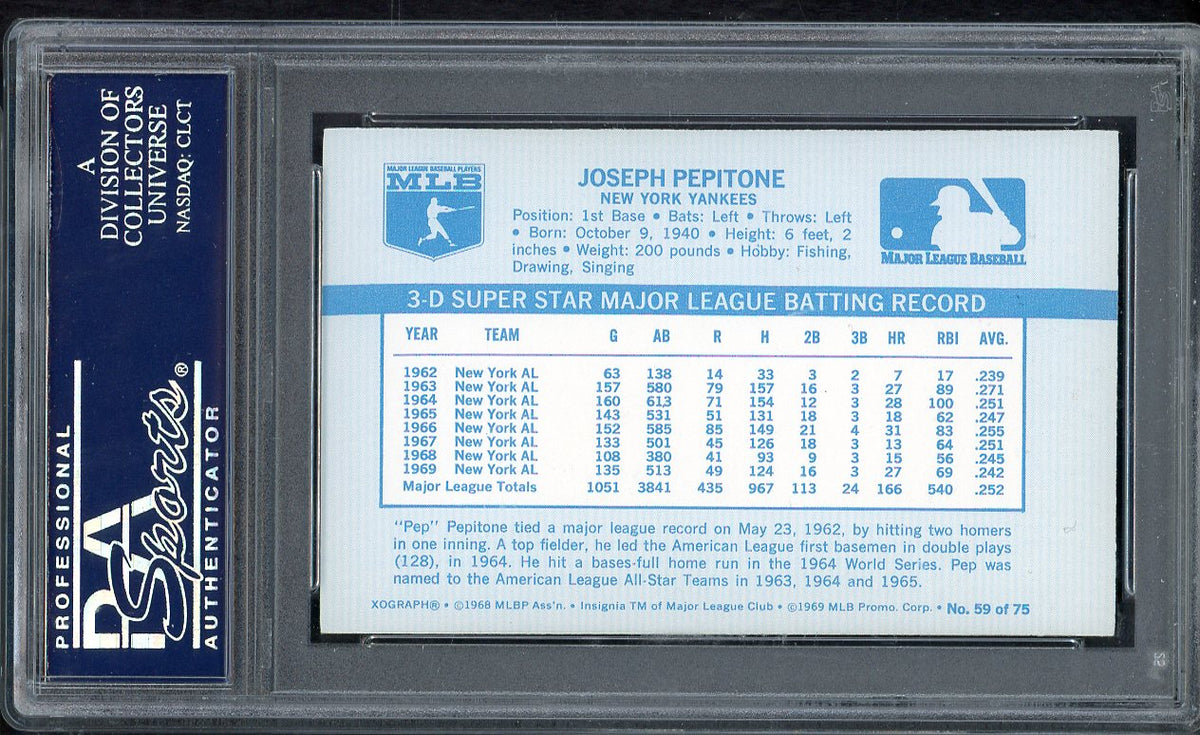 1970 Kelloggs Baseball #059 Joe Pepitone Yankees PSA 10 GEM MINT 563300