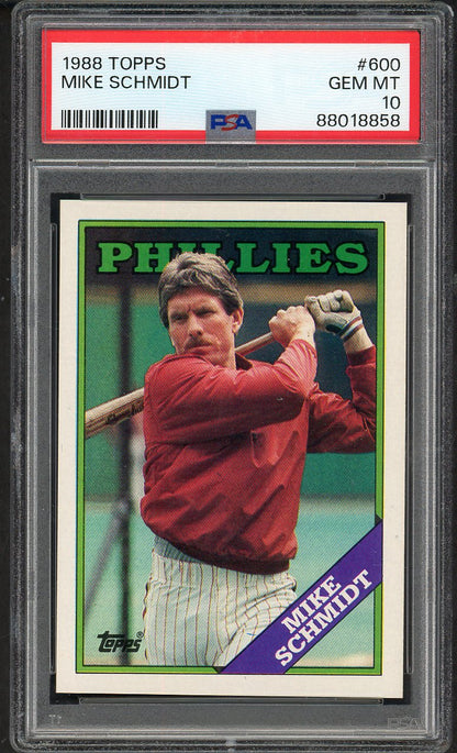 1988 Topps #600 Mike Schmidt Phillies PSA 10 GEM MINT 563303