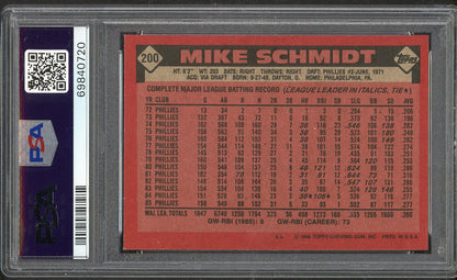 1986 Topps #200 Mike Schmidt Phillies PSA 9 MINT 563312