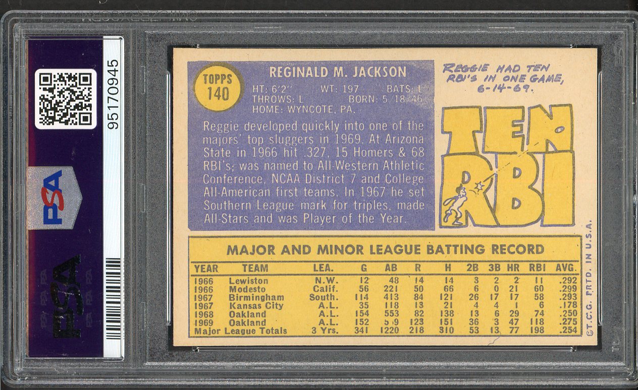 1970 Topps Baseball #140 Reggie Jackson A's PSA 7 NM 563317
