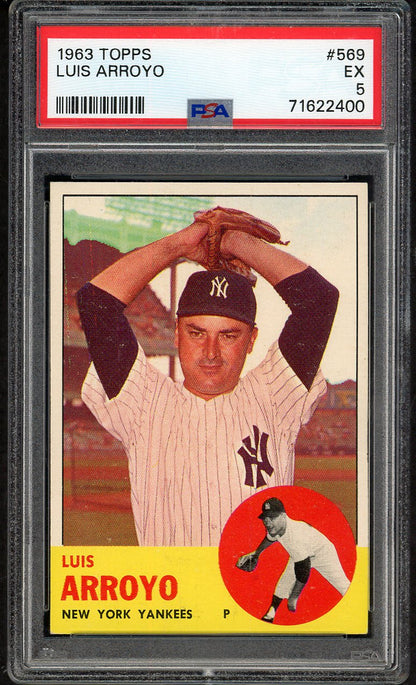 1963 Topps Baseball #569 Luis Arroyo Yankees PSA 5 EX 563319