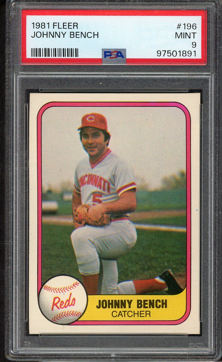 1981 Fleer #196 Johnny Bench Reds PSA 9 MINT 563320