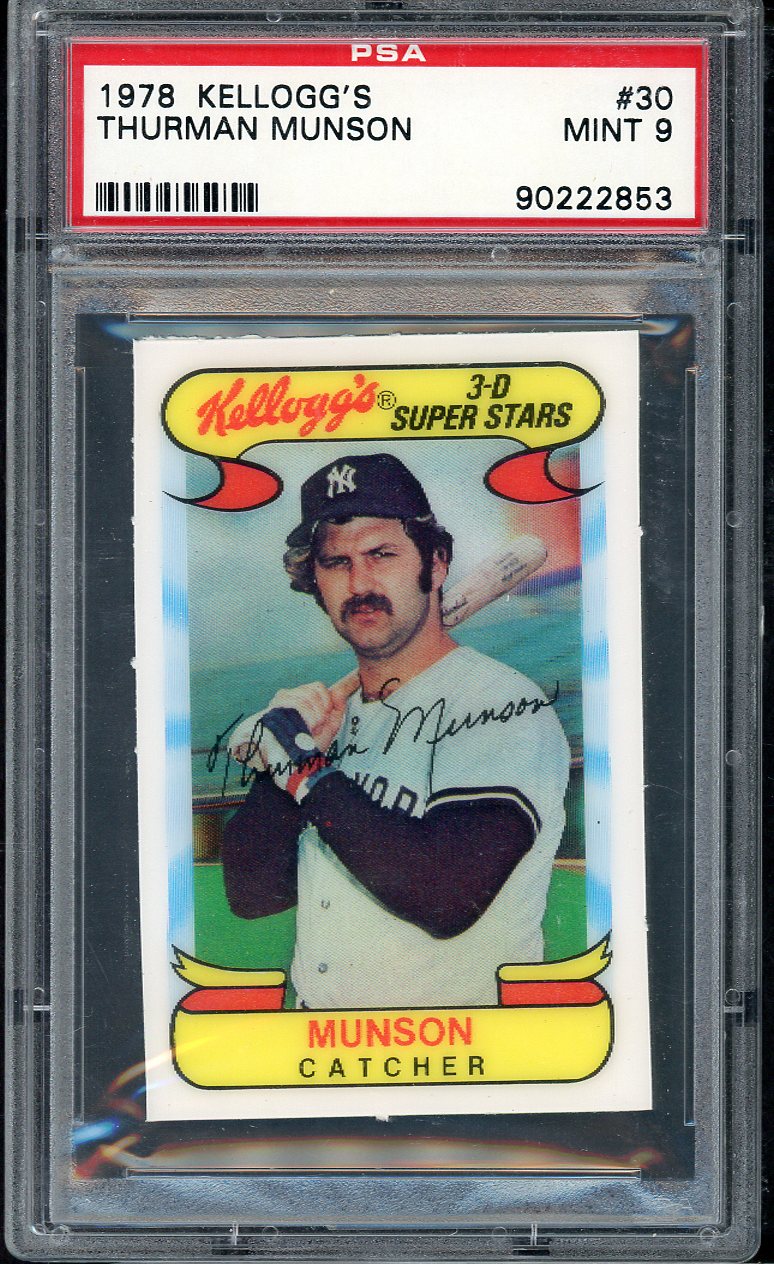 1978 Kelloggs Baseball #030 Thurman Munson Yankees PSA 9 MINT 563324