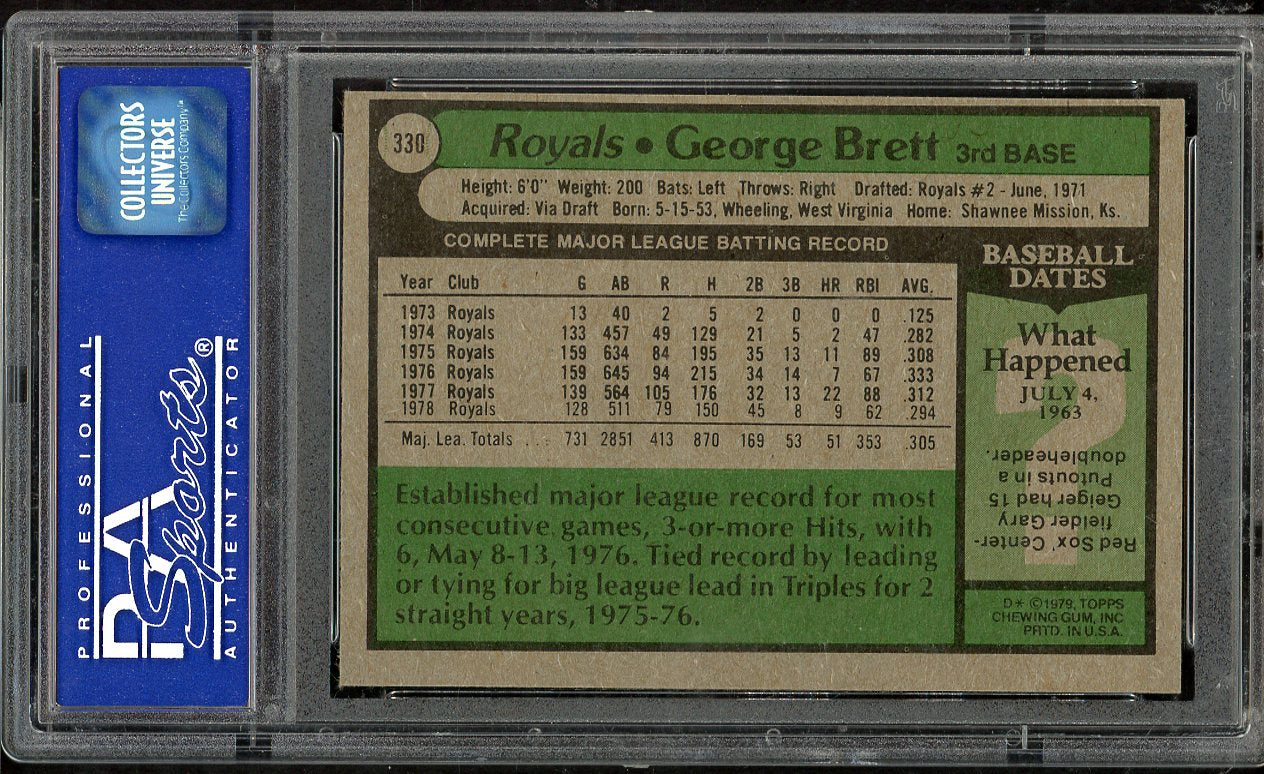 1979 Topps Baseball #330 George Brett Royals PSA 8 NM/MT 563328