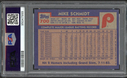 1984 Topps #700 Mike Schmidt Phillies PSA 9 MINT 563329
