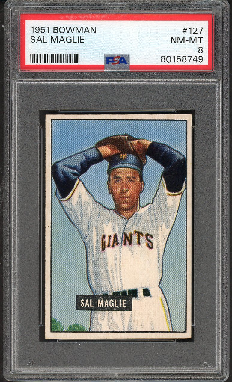 1951 Bowman Baseball #127 Sal Maglie Giants PSA 8 NM/MT 563334