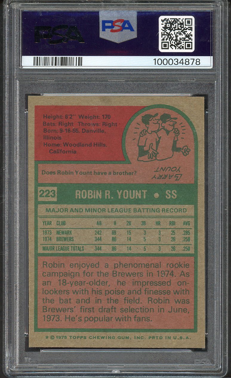 1975 Topps Baseball #223 Robin Yount Brewers PSA 7 NM 563336