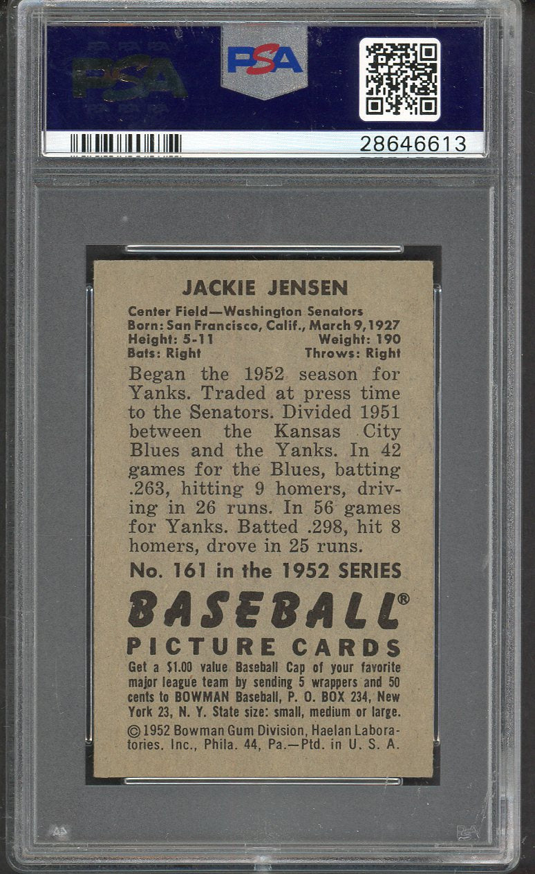 1952 Bowman Baseball #161 Jackie Jensen Yankees PSA 6 EX-MT 563341
