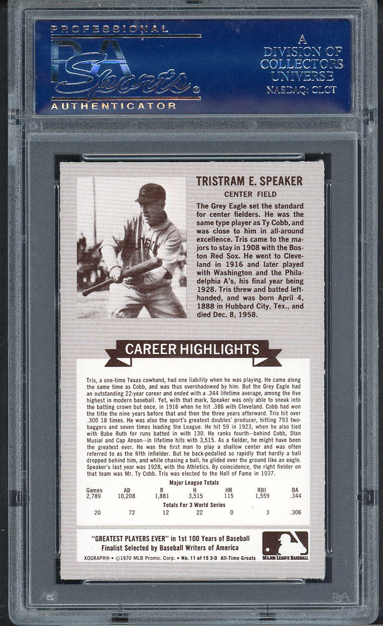 1970 Rold Gold ATG #011 Tris Speaker Indians PSA 9 MINT 563349