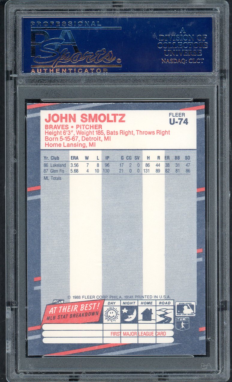 1988 Fleer Update #U74 John Smoltz Braves PSA 9 MINT 563351
