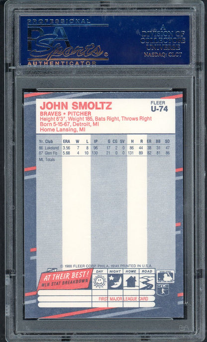 1988 Fleer Update #U74 John Smoltz Braves PSA 9 MINT 563351